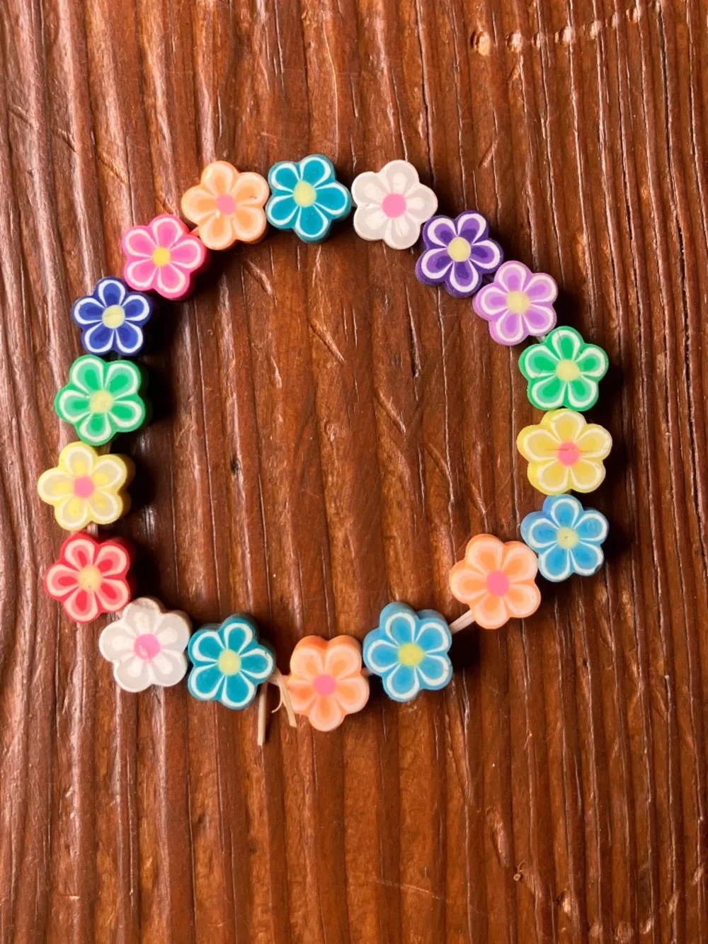 🌈 Set of 4 Handmade Y2K Polymer Clay Bead Bracelets | Kawaii Fruit & Floral